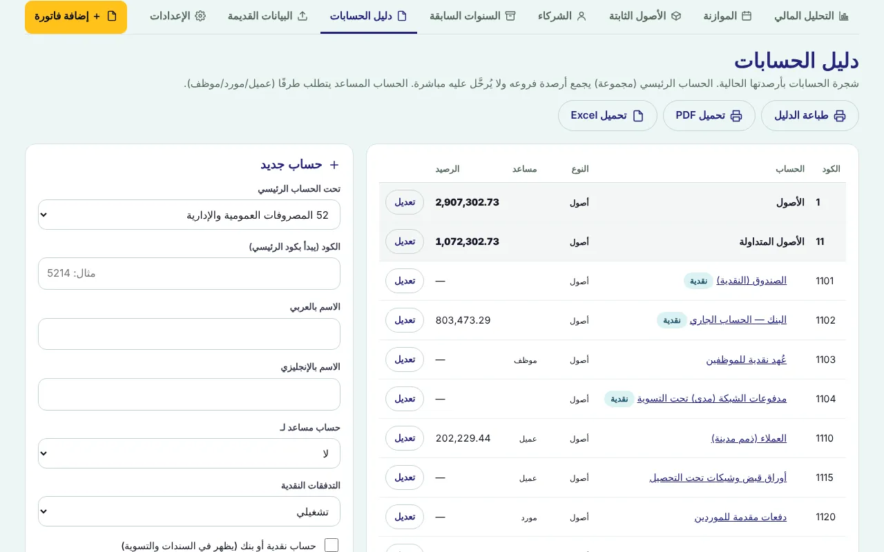 دليل الحسابات