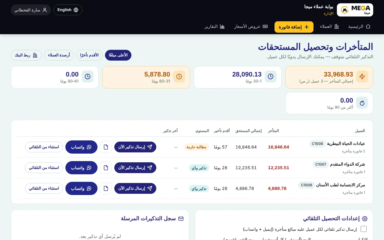 المتأخرات وتحصيل المستحقات